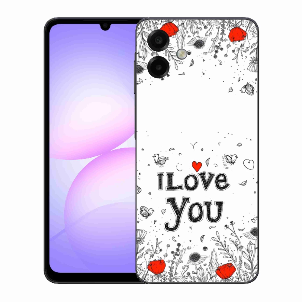 Gélový kryt mmCase na Samsung Galaxy A07 - I love you biele pozadie