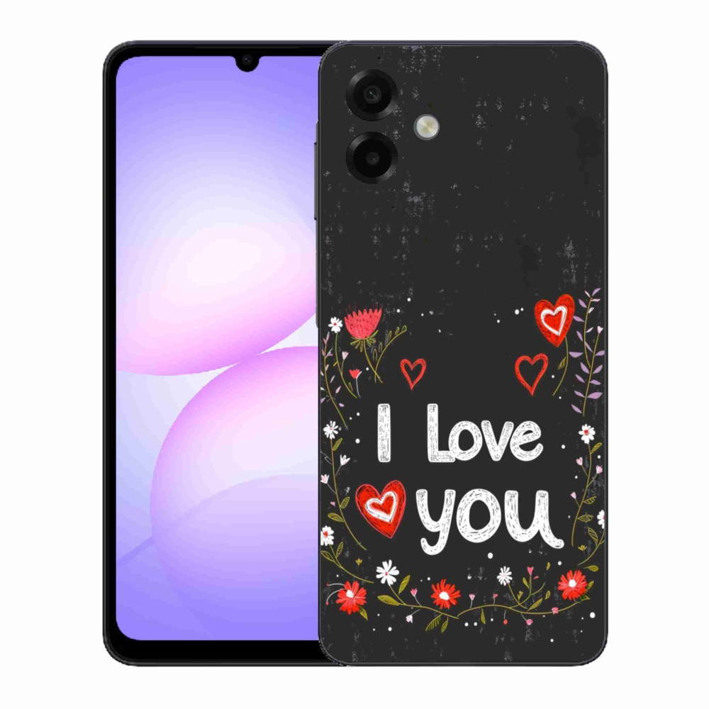 Gélový kryt mmCase na Samsung Galaxy A07 - I love you čierne pozadie