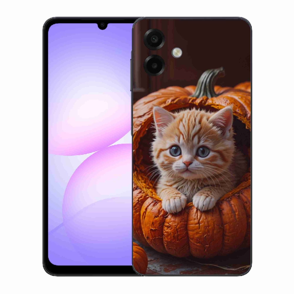 Gélový kryt mmCase na Samsung Galaxy A07 - mačiatko a tekvica 2