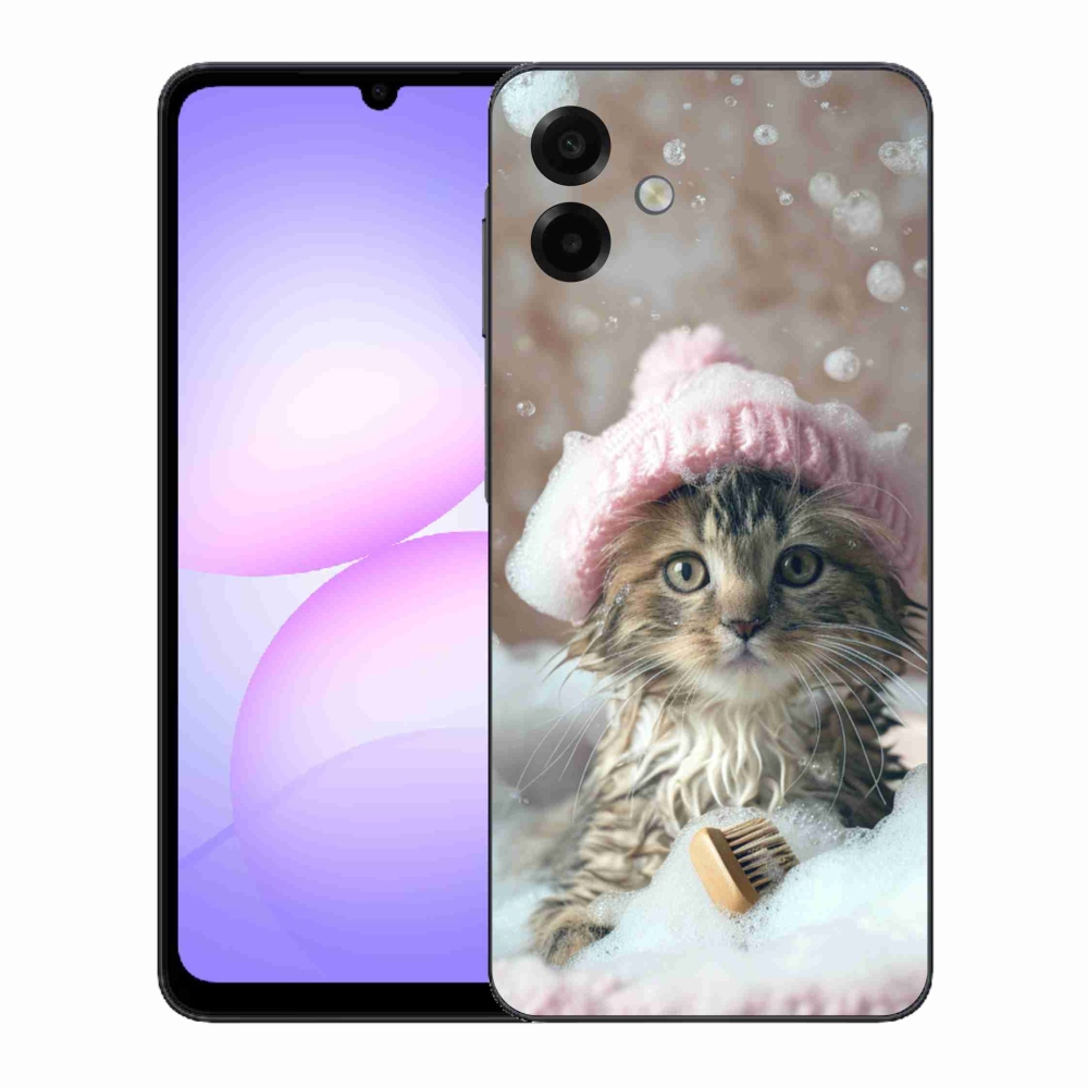 Gélový kryt mmCase na Samsung Galaxy A07 - mačiatko a kúpeľ
