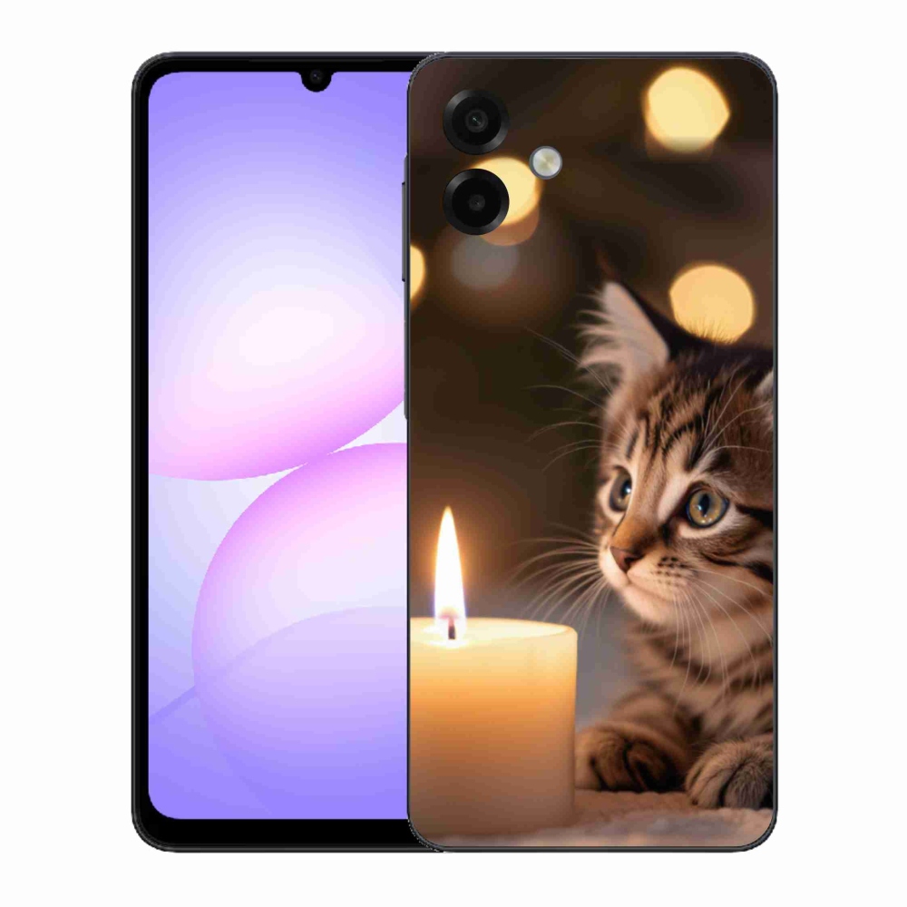 Gélový kryt mmCase na Samsung Galaxy A07 - mačiatko a sviečka