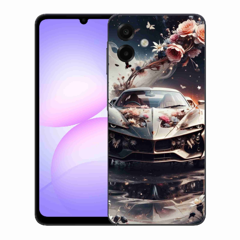 Gélový kryt mmCase na Samsung Galaxy A07 - kvetinový športový automobil
