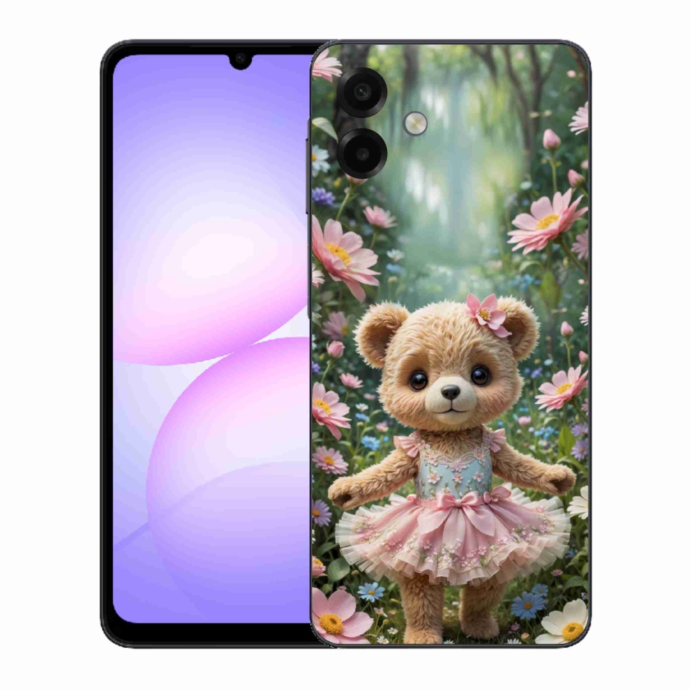 Gélový kryt mmCase na Samsung Galaxy A07 - roztomilý medvedík v kvetoch