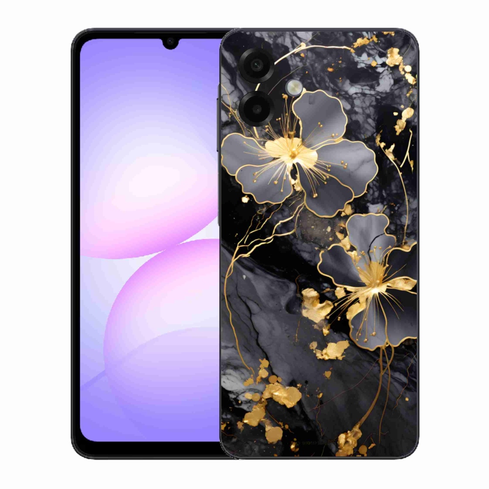 Gélový kryt mmCase na Samsung Galaxy A07 - zlaté kvety