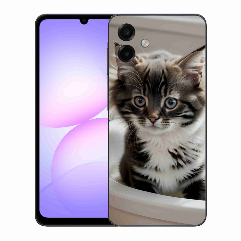 Gélový kryt mmCase na Samsung Galaxy A07 - zvedavé mačiatko