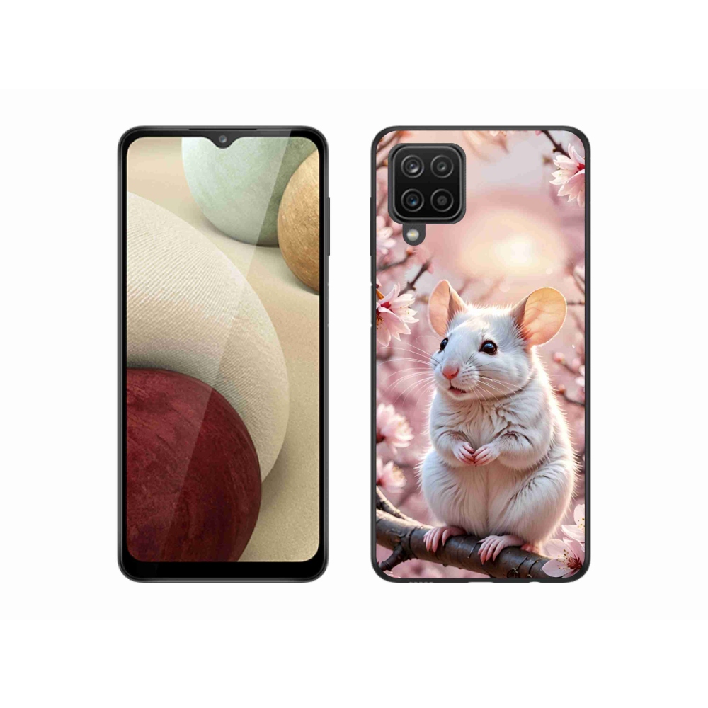 Gélový kryt mmCase na Samsung Galaxy A12 - biela myš na vetve
