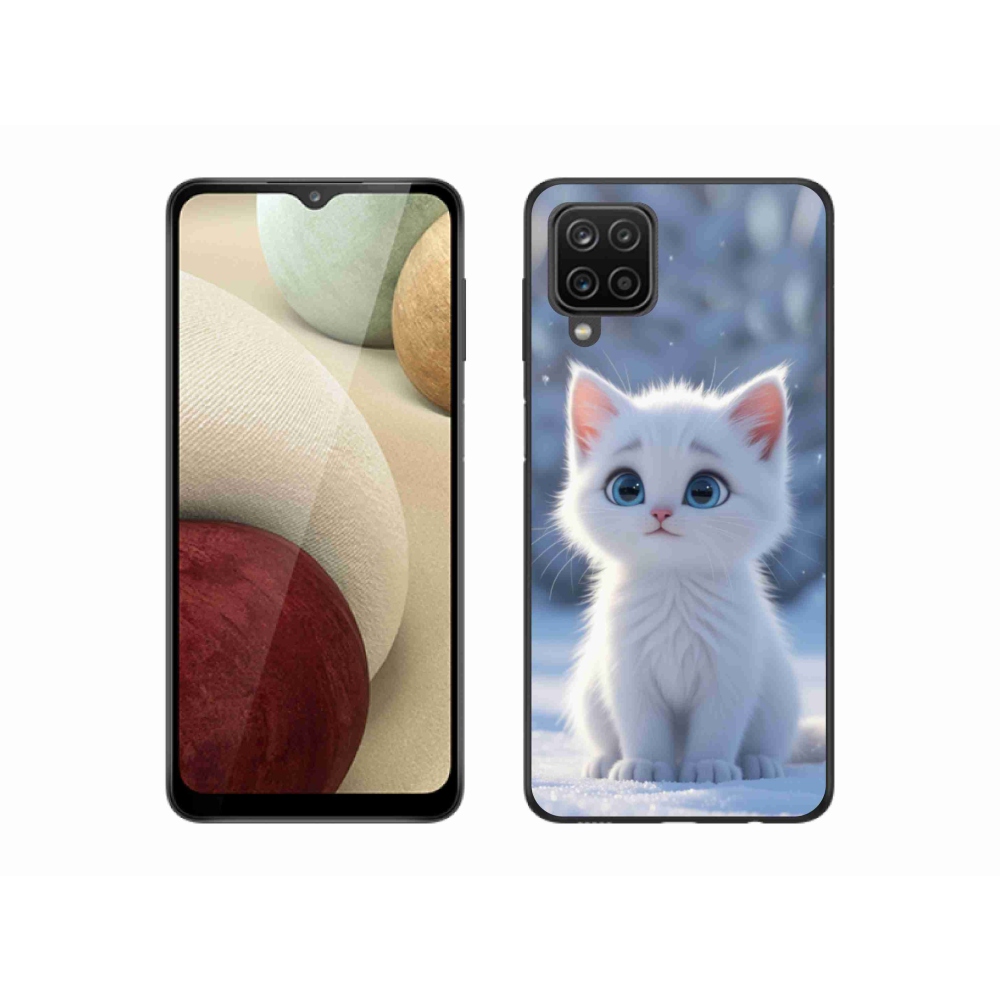 Gélový kryt mmCase na Samsung Galaxy A12 - biele mačiatko 3