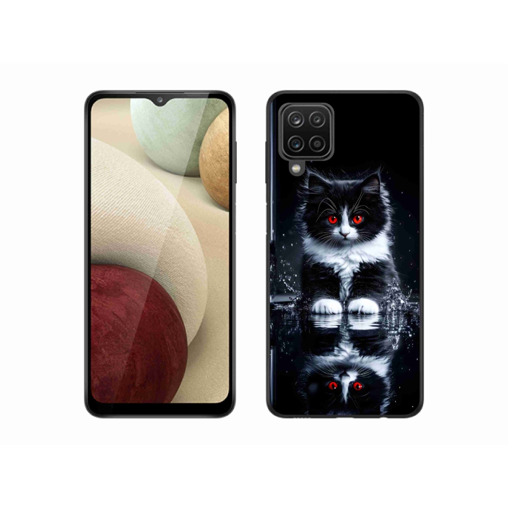 Gélový kryt mmCase na Samsung Galaxy A12 - čiernobiele mačiatko