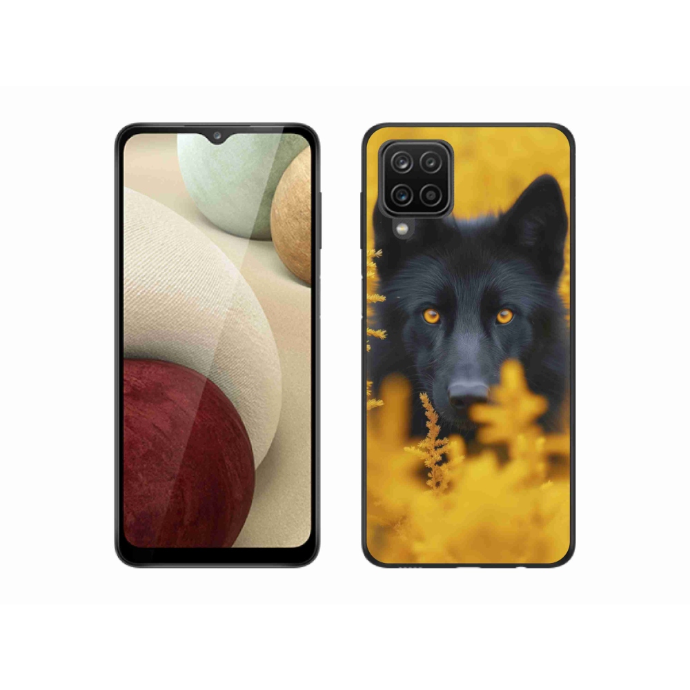 Gélový kryt mmCase na Samsung Galaxy A12 - čierny vlk 2