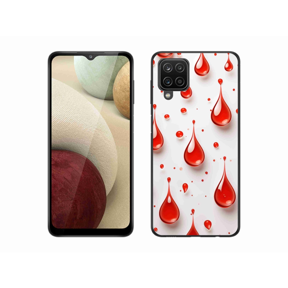 Gélový kryt mmCase na Samsung Galaxy A12 - červené kvapky