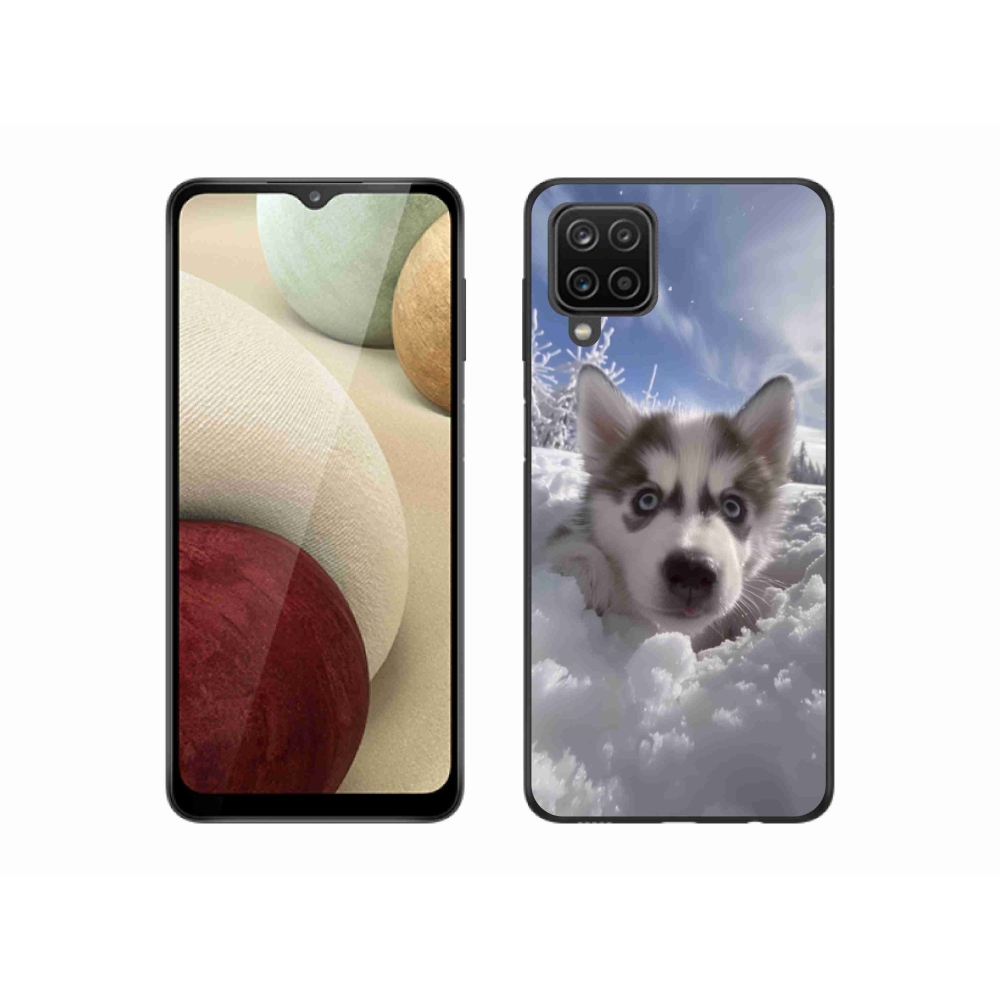 Gélový kryt mmCase na Samsung Galaxy A12 - husky v snehu