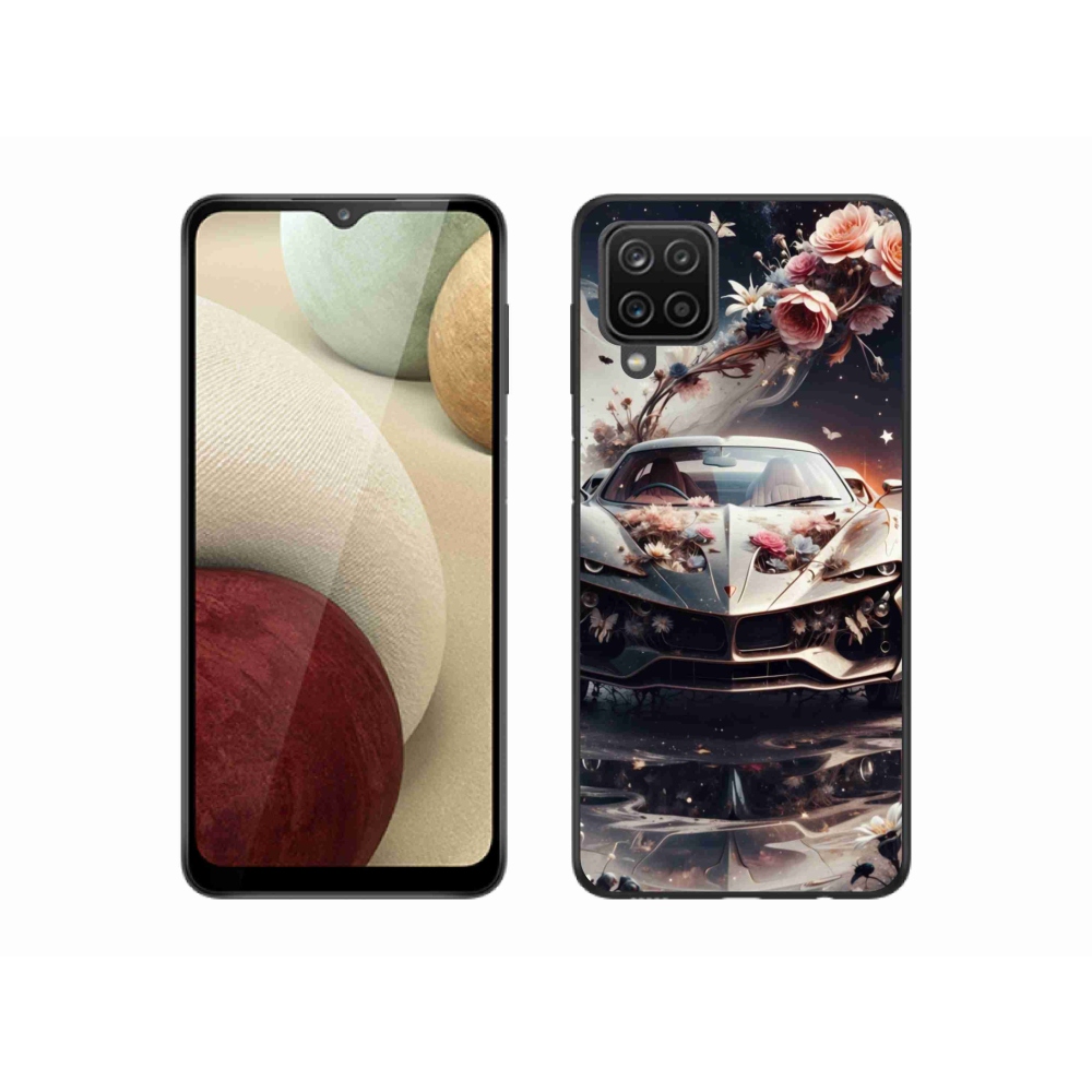 Gélový kryt mmCase na Samsung Galaxy A12 - kvetinový športový automobil