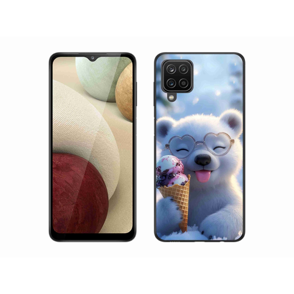 Gélový kryt mmCase na Samsung Galaxy A12 - medvedík so zmrzlinou