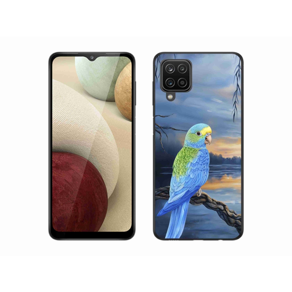 Gélový kryt mmCase na Samsung Galaxy A12 - modrý papagáj