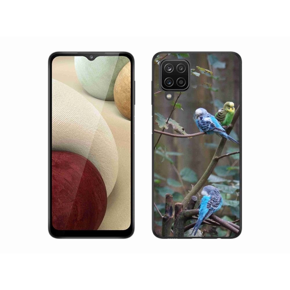 Gélový kryt mmCase na Samsung Galaxy A12 - papagáje na vetve
