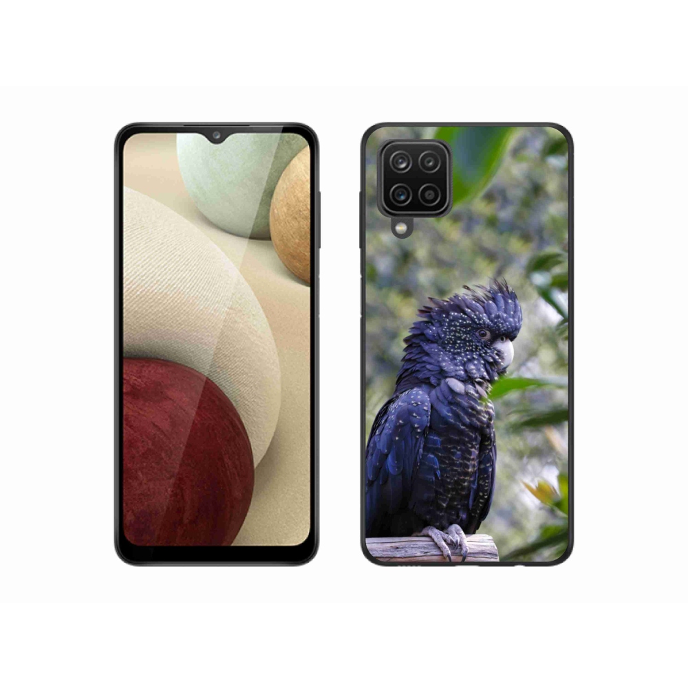 Gélový kryt mmCase na Samsung Galaxy A12 - papagáj kakadu čierny