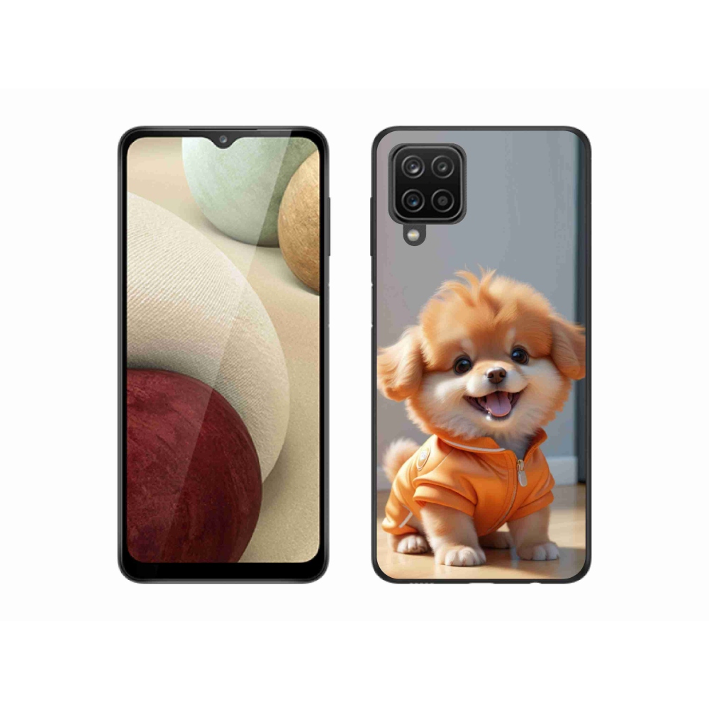 Gélový kryt mmCase na Samsung Galaxy A12 - roztomilý pomeranian v mikine