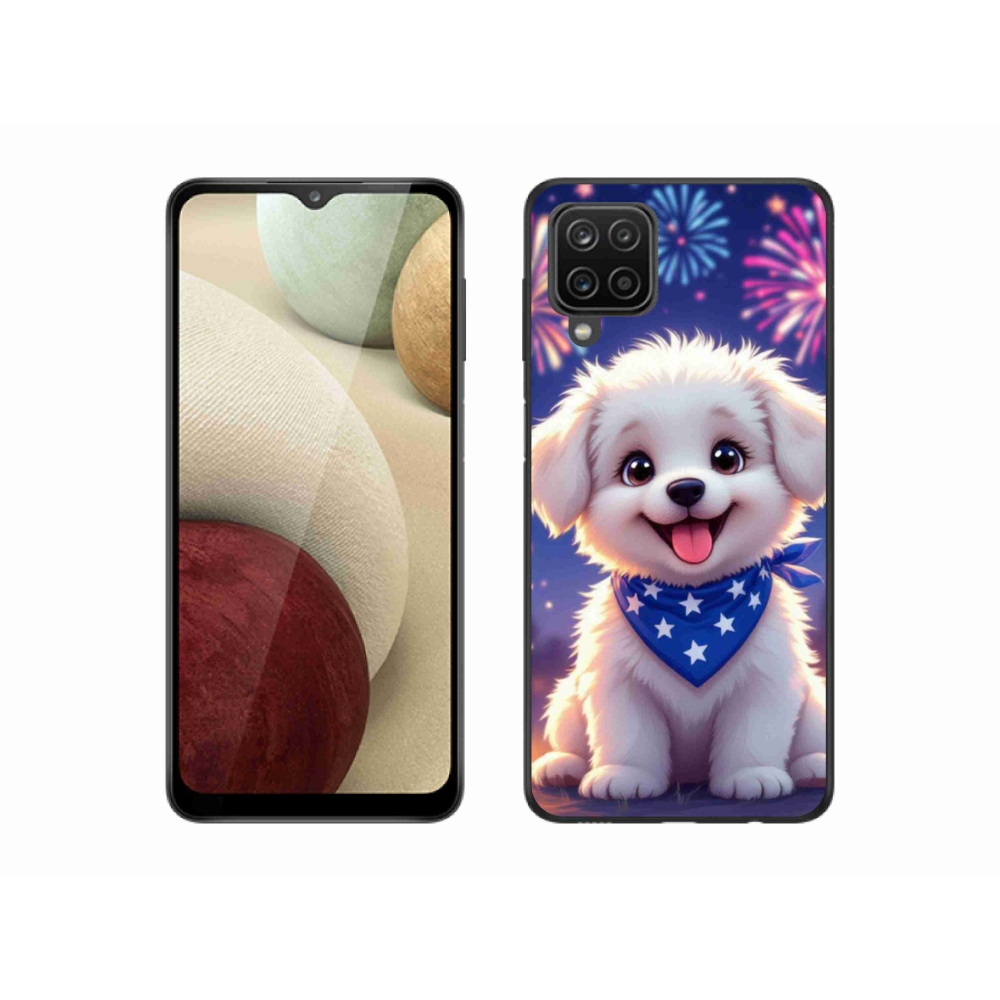 Gélový kryt mmCase na Samsung Galaxy A12 - slávnostné šteňa