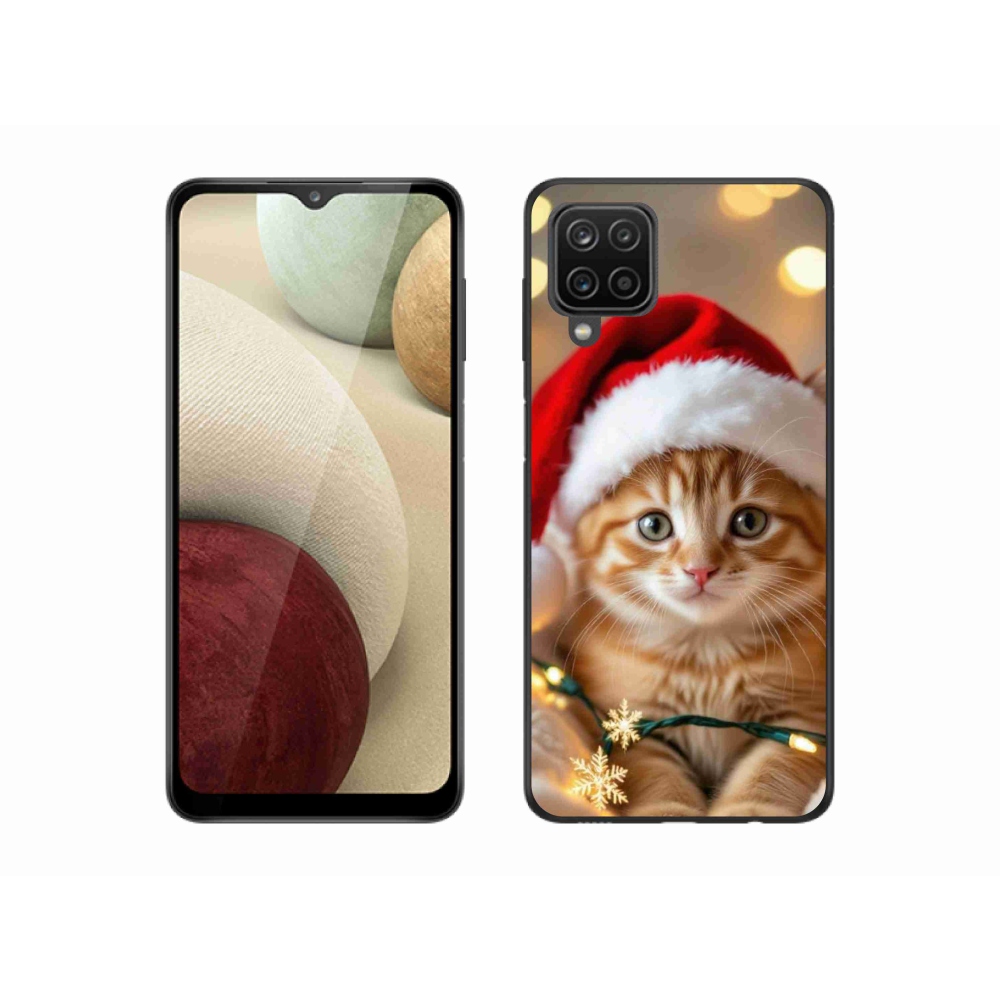 Gélový kryt mmCase na Samsung Galaxy A12 - vianočné mačiatko
