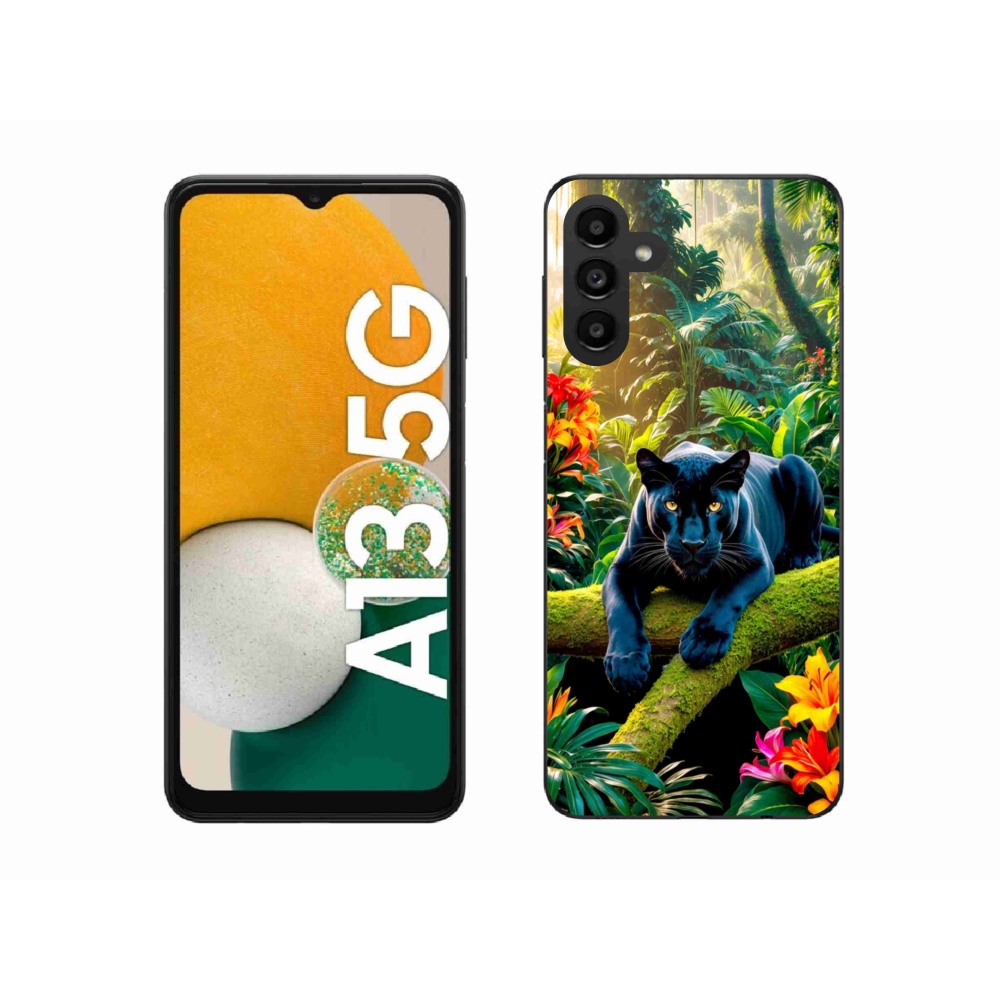 Gélový kryt mmCase na Samsung Galaxy A13 5G - čierny panter v džungli