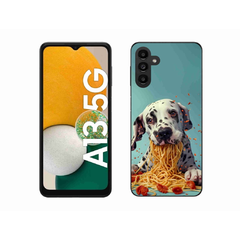 Gélový kryt mmCase na Samsung Galaxy A13 5G - dalmatín a špagety