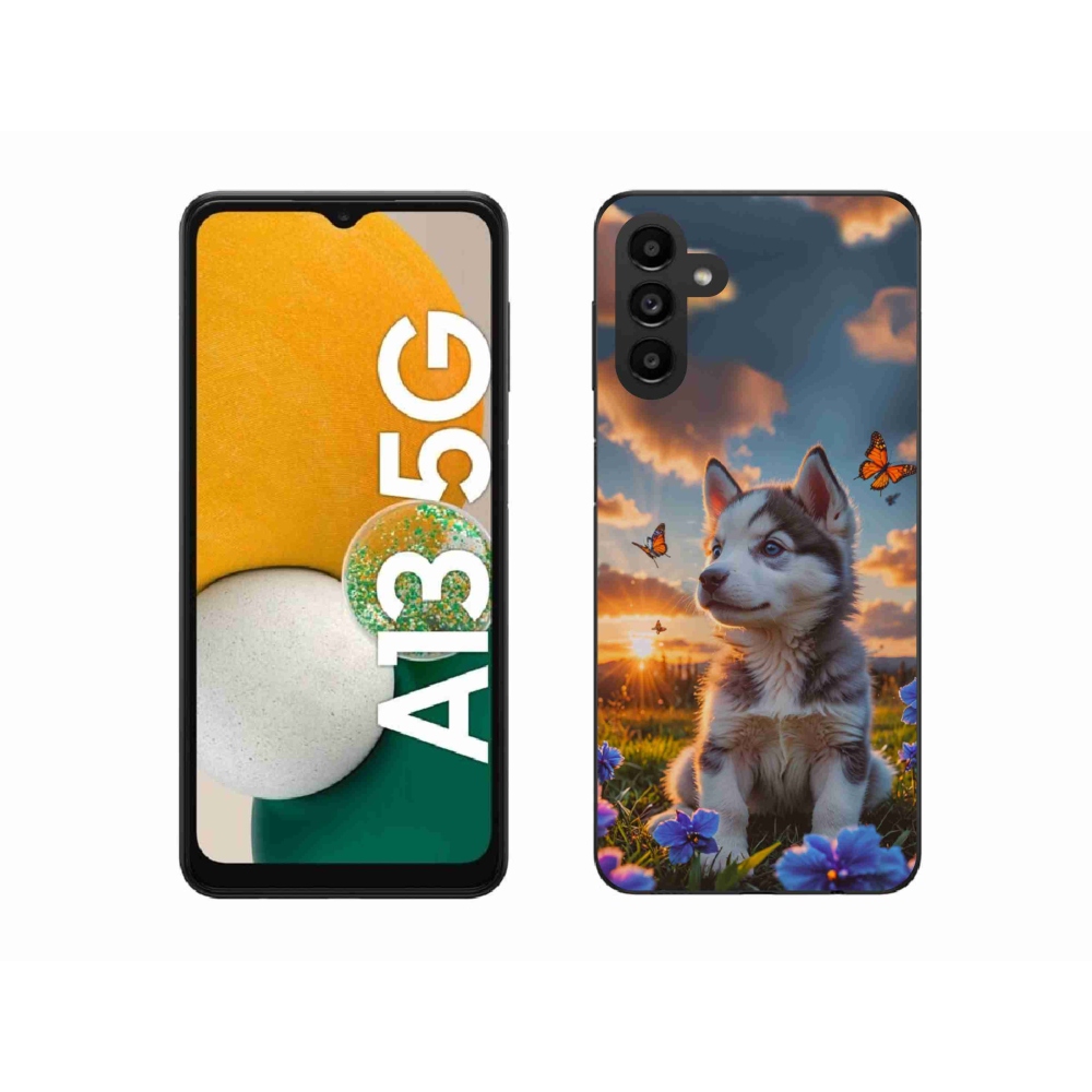 Gélový kryt mmCase na Samsung Galaxy A13 5G - husky pri západe slnka