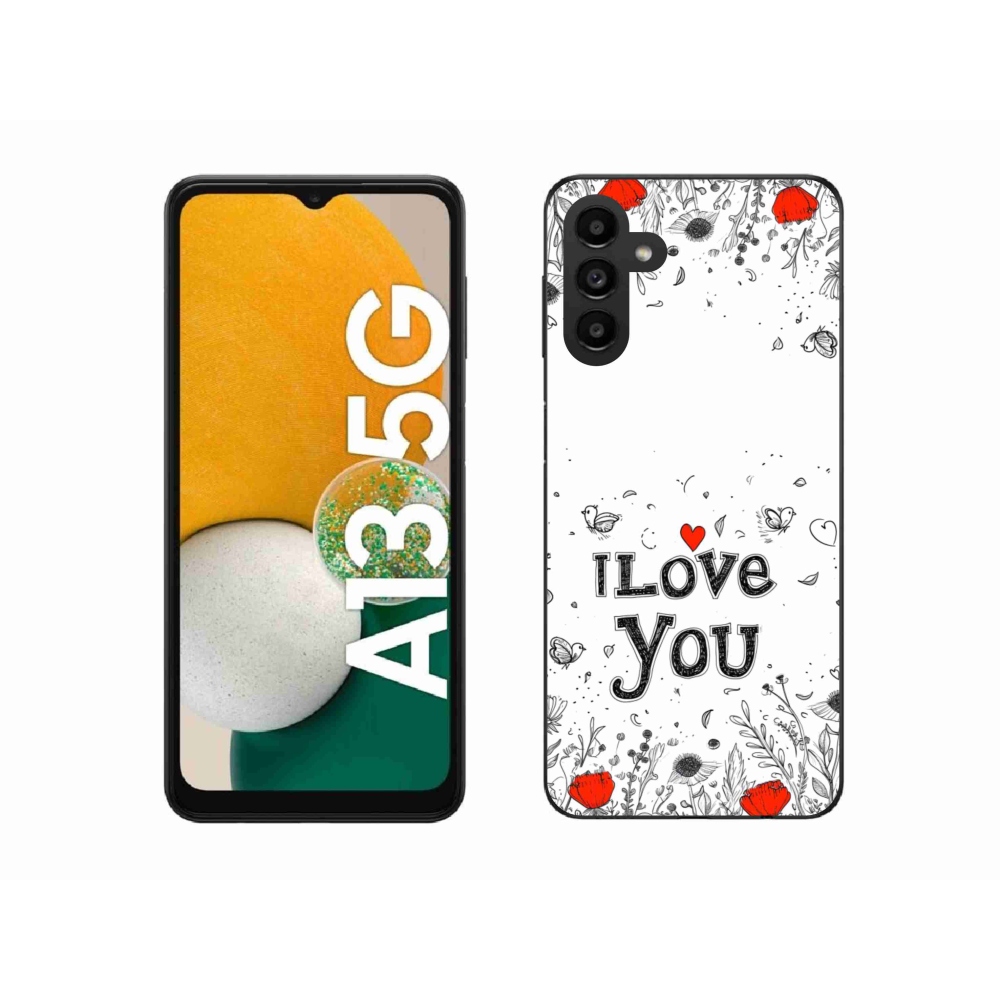 Gélový kryt mmCase na Samsung Galaxy A13 5G - I love you biele pozadie