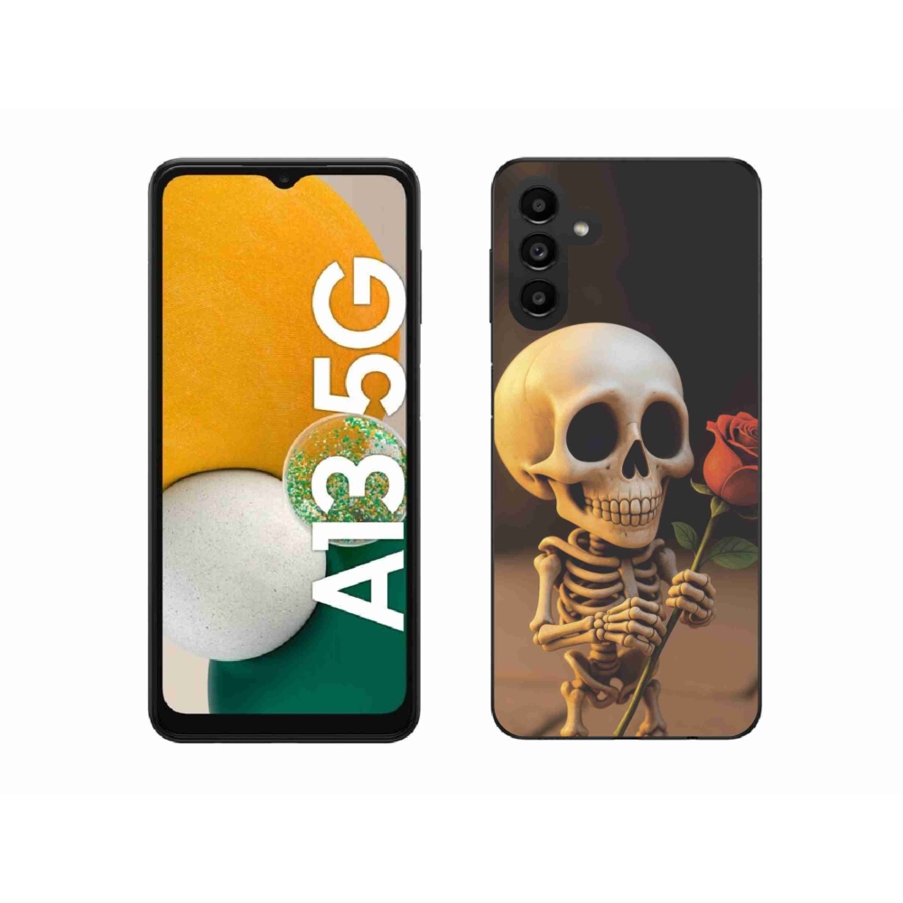 Gélový kryt mmCase na Samsung Galaxy A13 5G - kostlivec s ružou