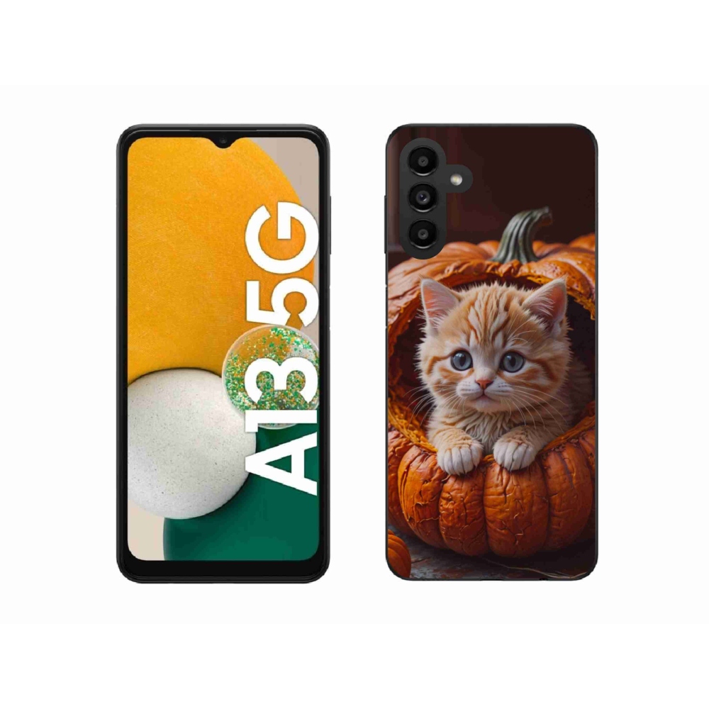 Gélový kryt mmCase na Samsung Galaxy A13 5G - mačiatko a tekvica 2