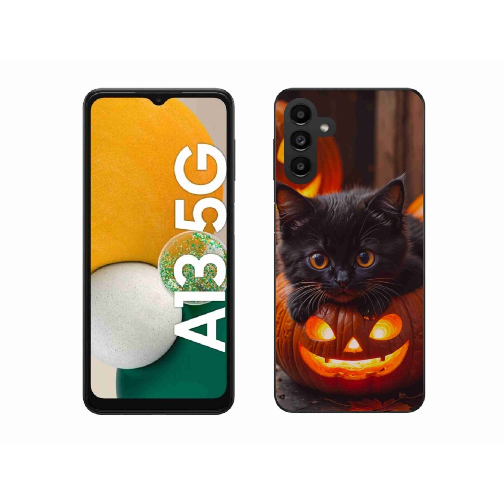 Gélový kryt mmCase na Samsung Galaxy A13 5G - mačiatko a tekvica