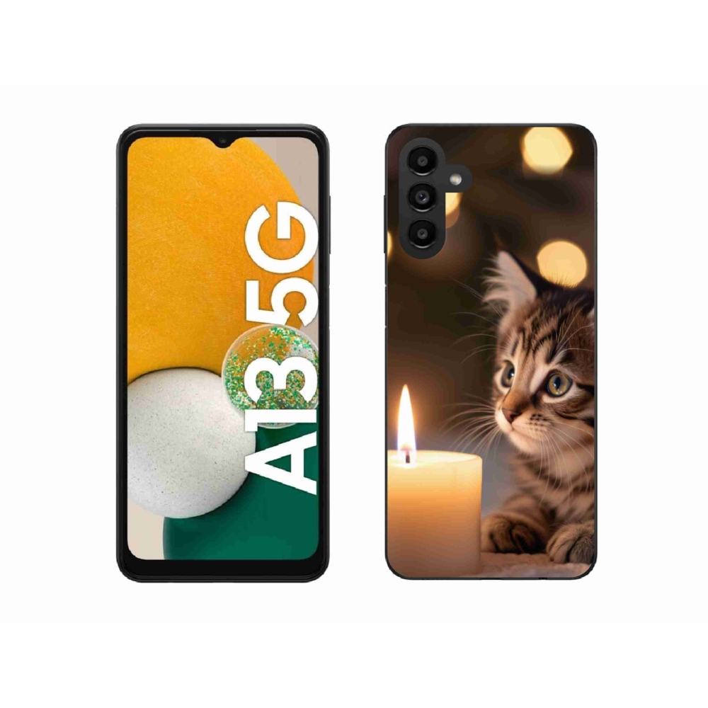 Gélový kryt mmCase na Samsung Galaxy A13 5G - mačiatko a sviečka