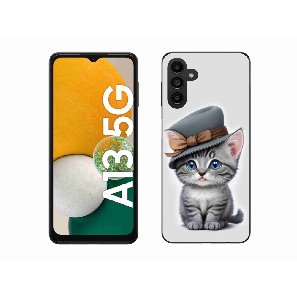 Gélový kryt mmCase na Samsung Galaxy A13 5G - mačiatko s klobúkom