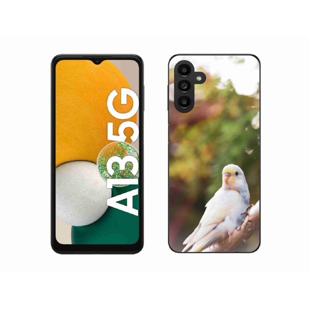 Gélový kryt mmCase na Samsung Galaxy A13 5G - papagáj andulka biela