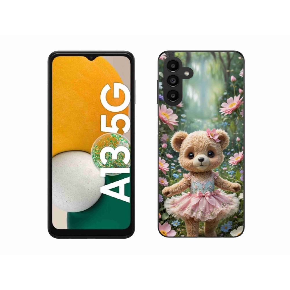 Gélový kryt mmCase na Samsung Galaxy A13 5G - roztomilý medvedík v kvetoch