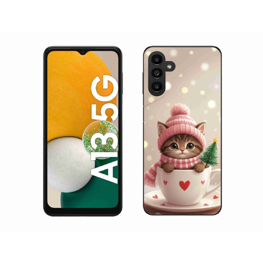 Gélový kryt mmCase na Samsung Galaxy A13 5G - vianočné mačiatko v hrnčeku