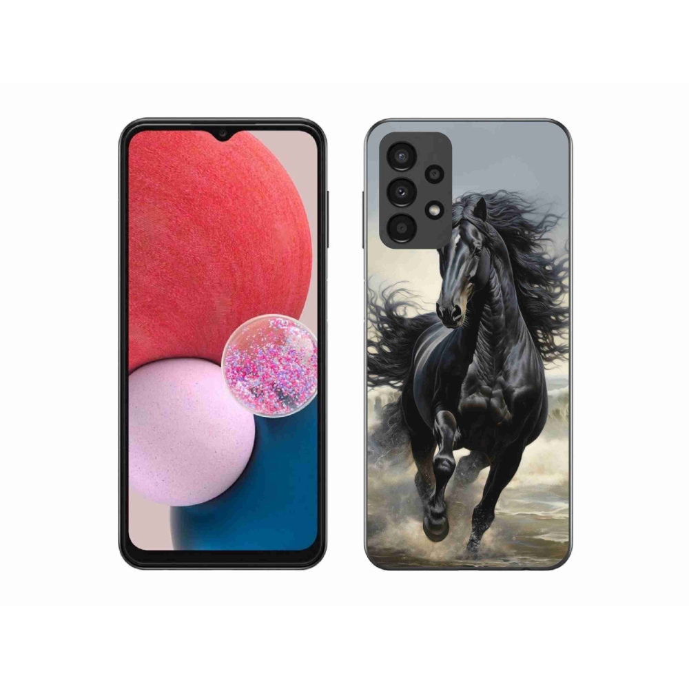 Gélový kryt mmCase na Samsung Galaxy A13 - bežiaci čierny kôň