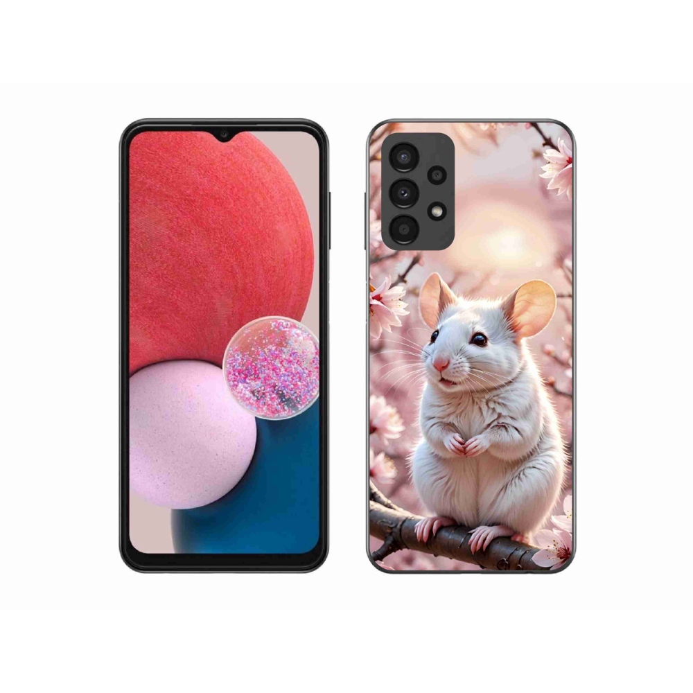 Gélový kryt mmCase na Samsung Galaxy A13 - biela myš na vetve