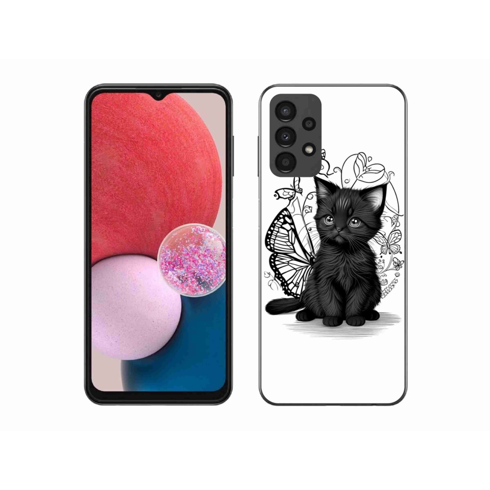 Gélový kryt mmCase na Samsung Galaxy A13 - čierne mačiatko