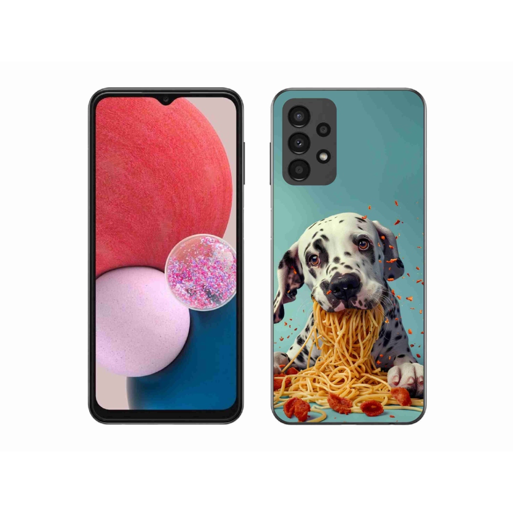Gélový kryt mmCase na Samsung Galaxy A13 - dalmatín a špagety