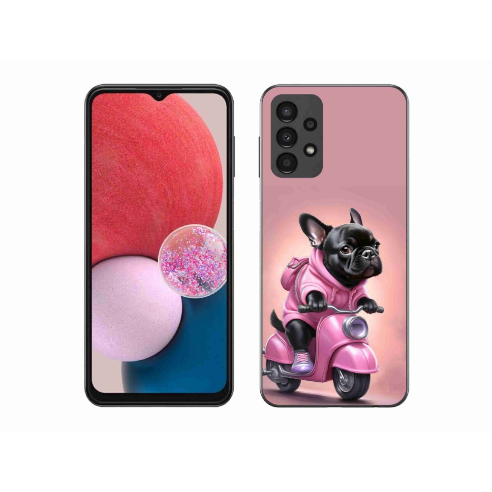 Gélový kryt mmCase na Samsung Galaxy A13 - francúzsky buldoček na skútri