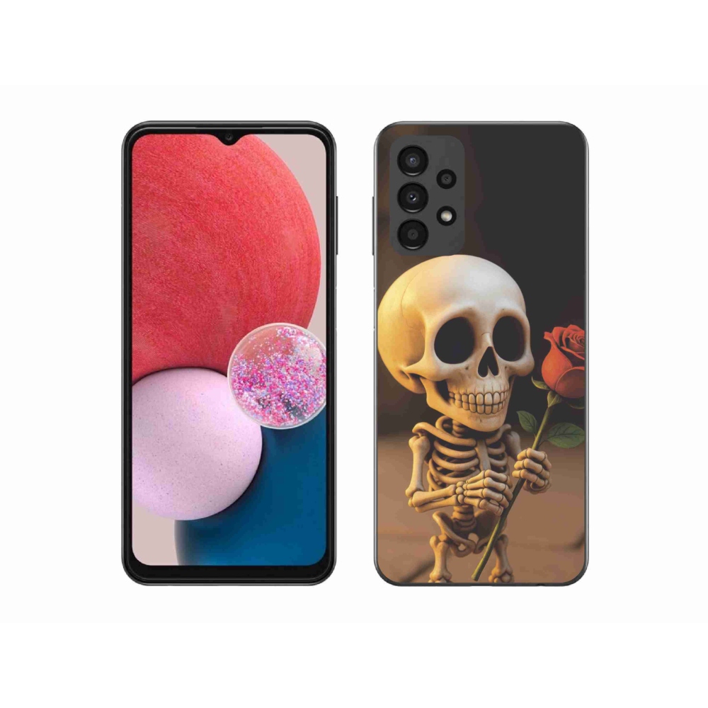 Gélový kryt mmCase na Samsung Galaxy A13 - kostlivec s ružou