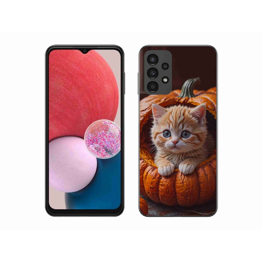 Gélový kryt mmCase na Samsung Galaxy A13 - mačiatko a tekvica 2