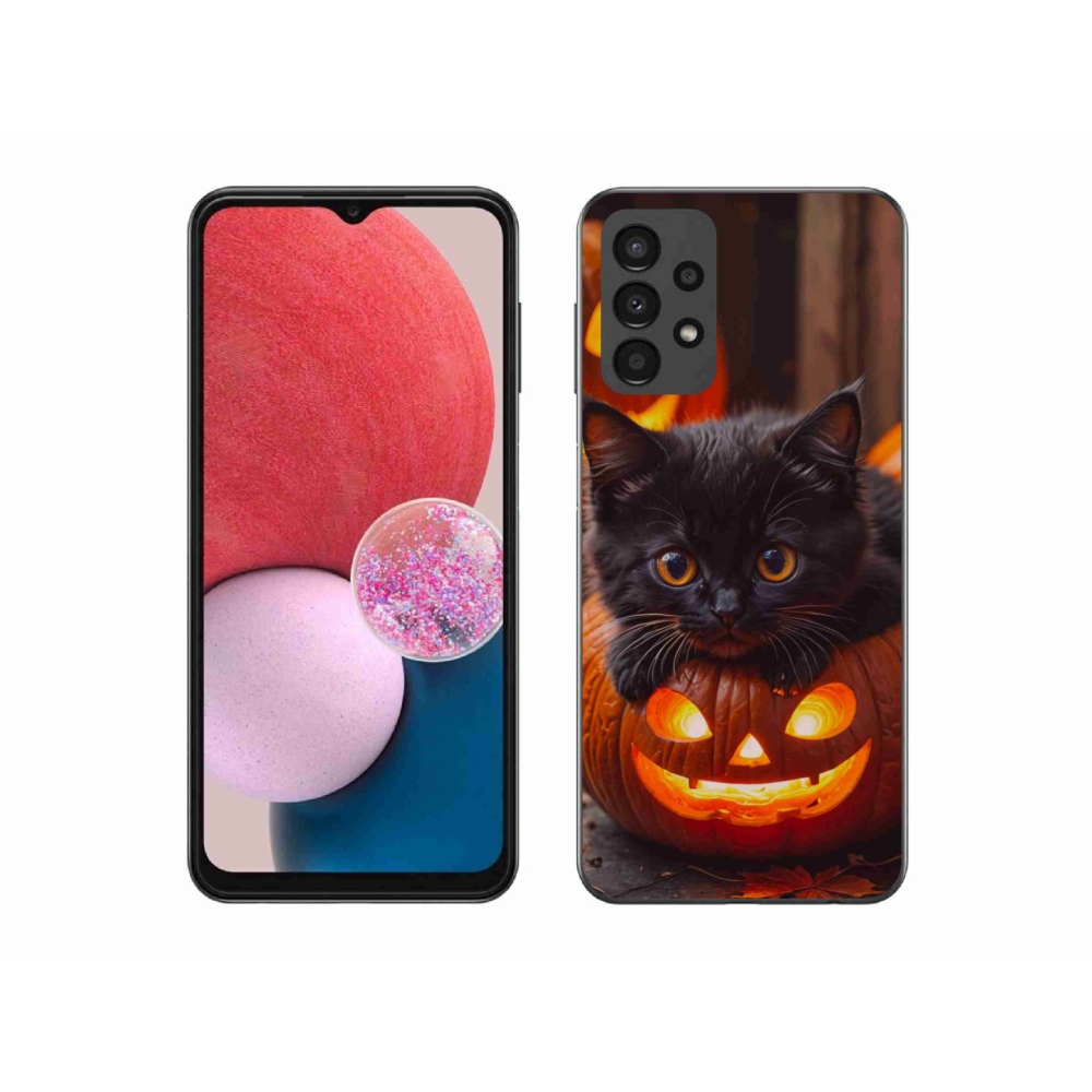 Gélový kryt mmCase na Samsung Galaxy A13 - mačiatko a tekvica