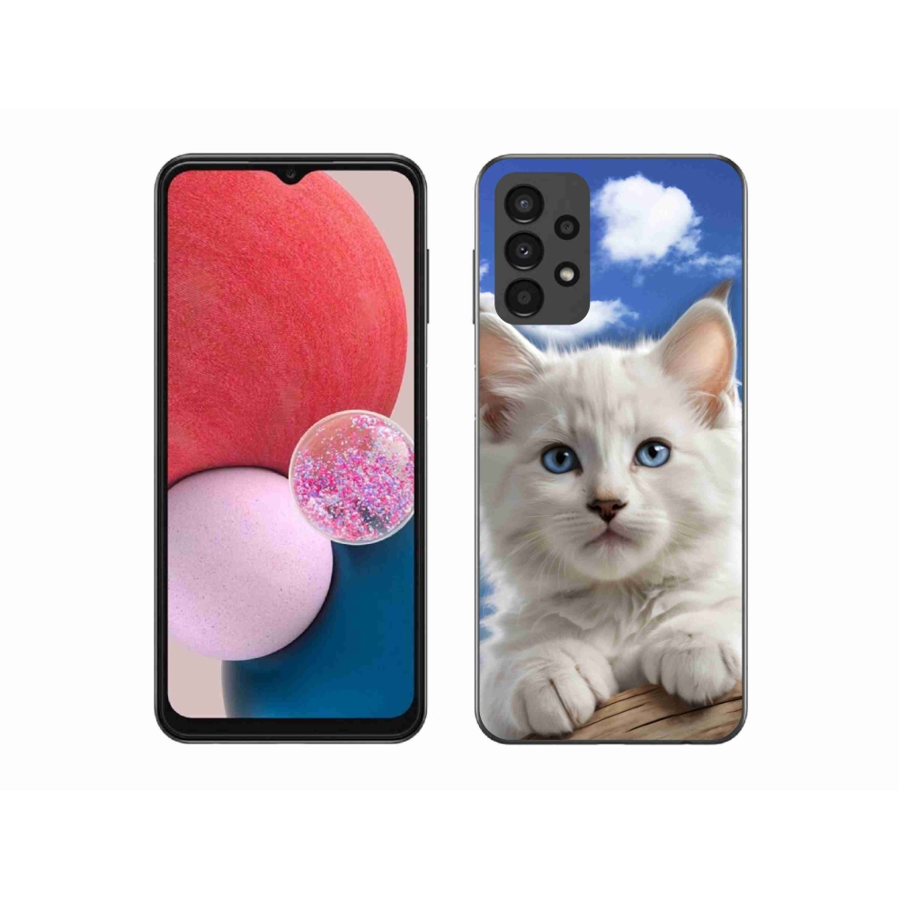 Gélový kryt mmCase na Samsung Galaxy A13 - mačiatko a oblaky