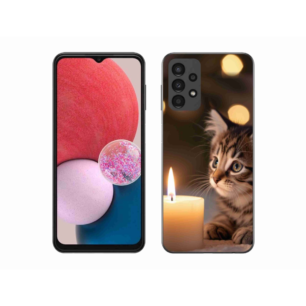 Gélový kryt mmCase na Samsung Galaxy A13 - mačiatko a sviečka