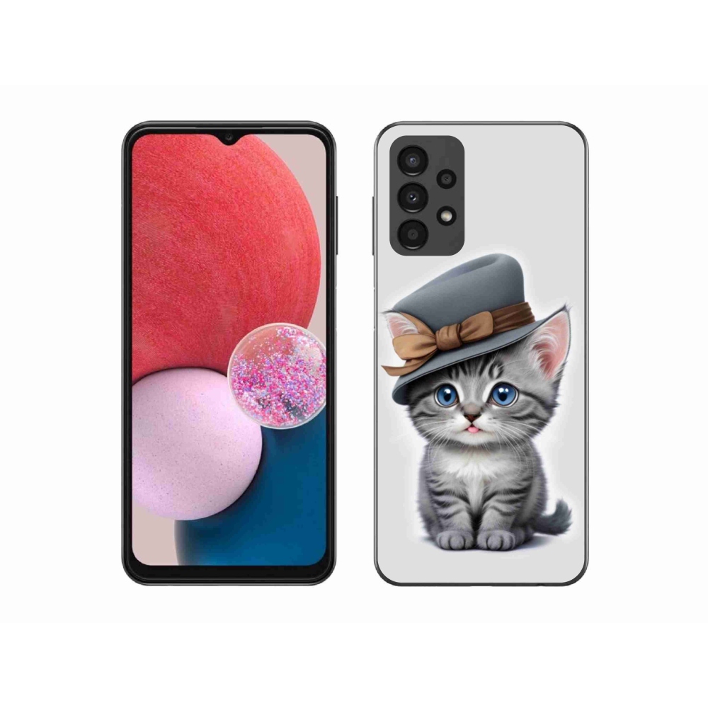 Gélový kryt mmCase na Samsung Galaxy A13 - mačiatko s klobúkom