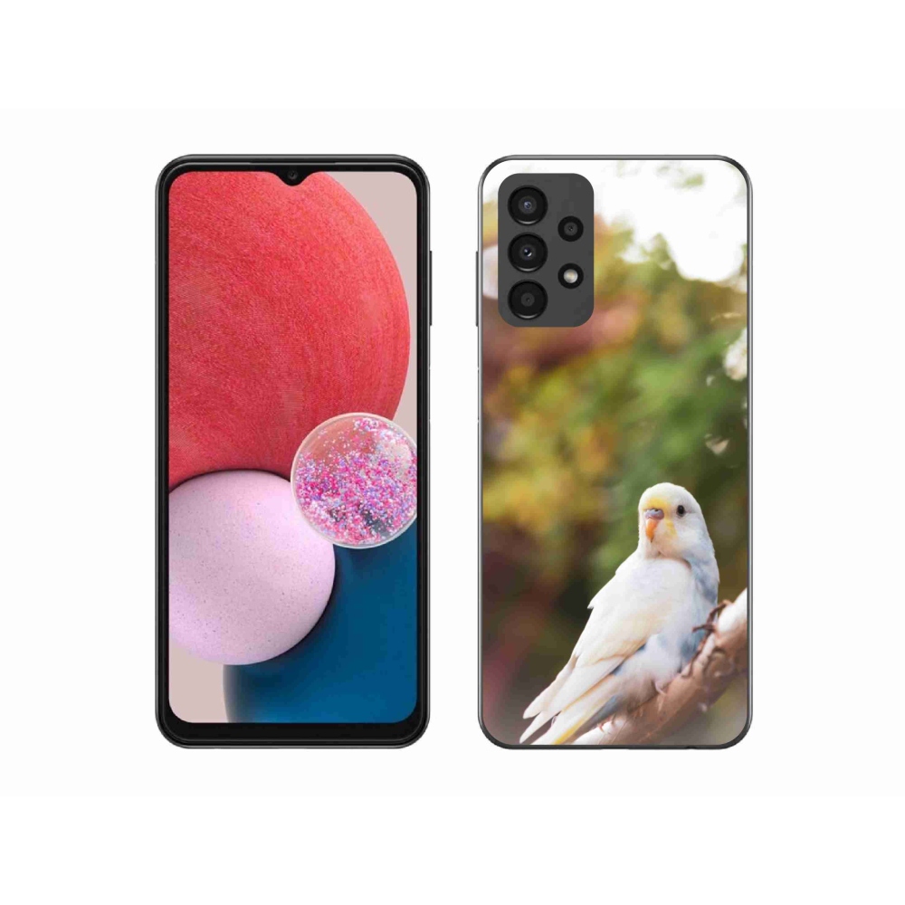 Gélový kryt mmCase na Samsung Galaxy A13 - papagáj andulka biela