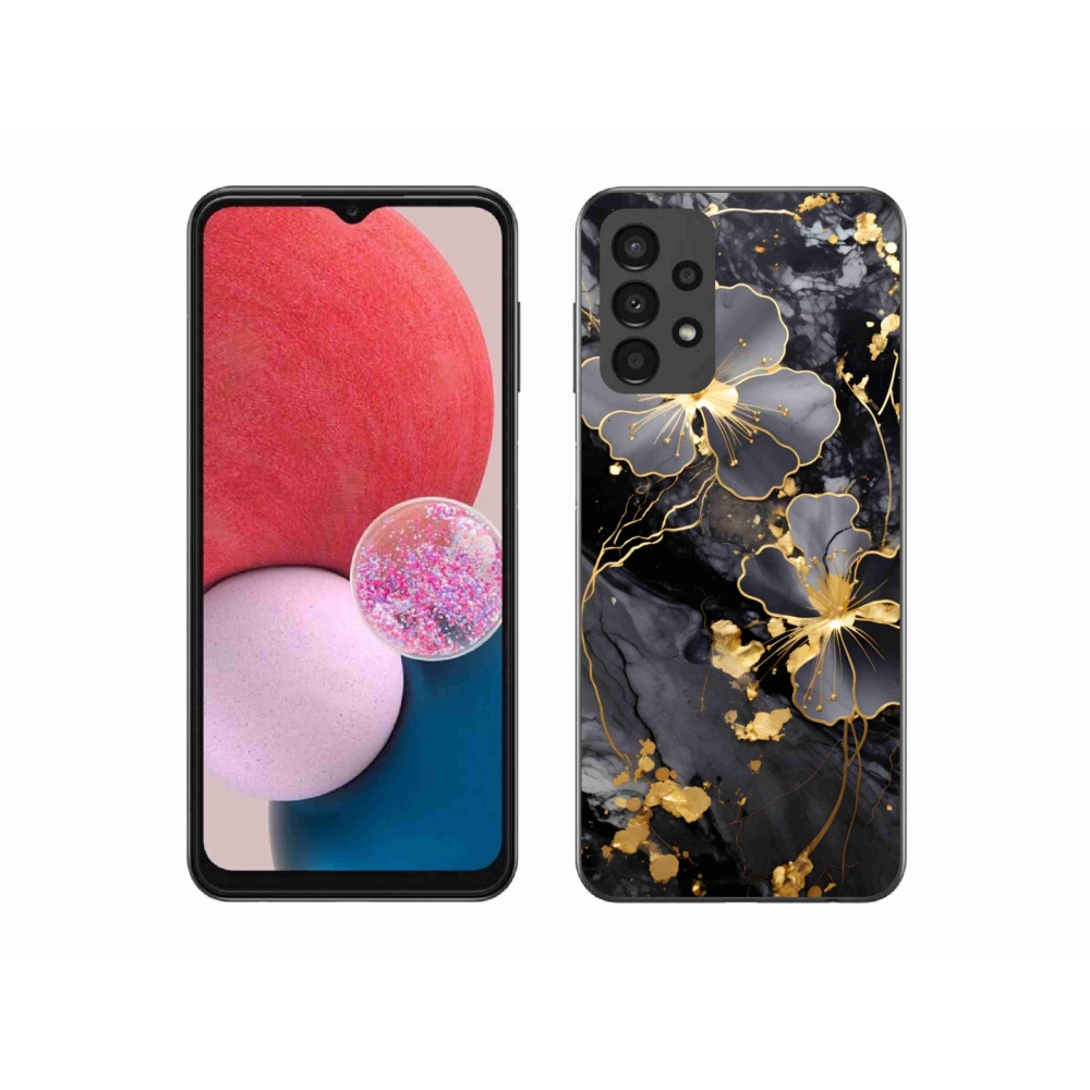 Gélový kryt mmCase na Samsung Galaxy A13 - zlaté kvety