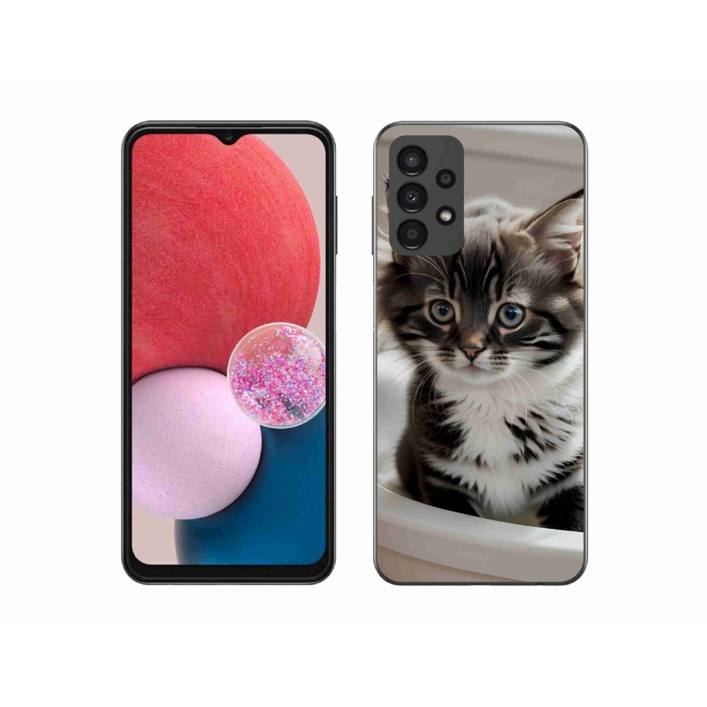 Gélový kryt mmCase na Samsung Galaxy A13 - zvedavé mačiatko