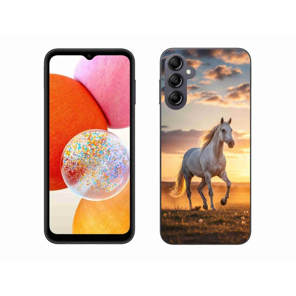 Gélový kryt mmCase na Samsung Galaxy A14 4G/5G - bežiaci biely kôň 2